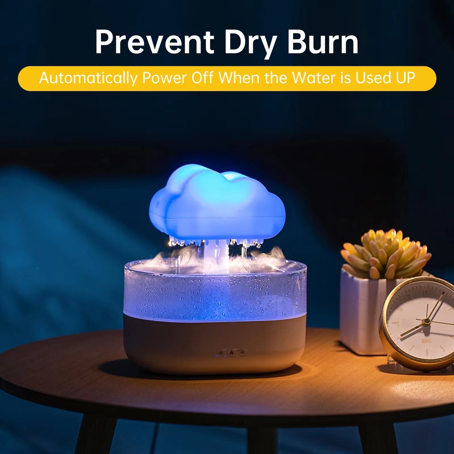 Rain Cloud Humidifier 200ML Essential Oils Aroma Diffuser with Water Drops and Colorful Night Light Mushroom Humidifier