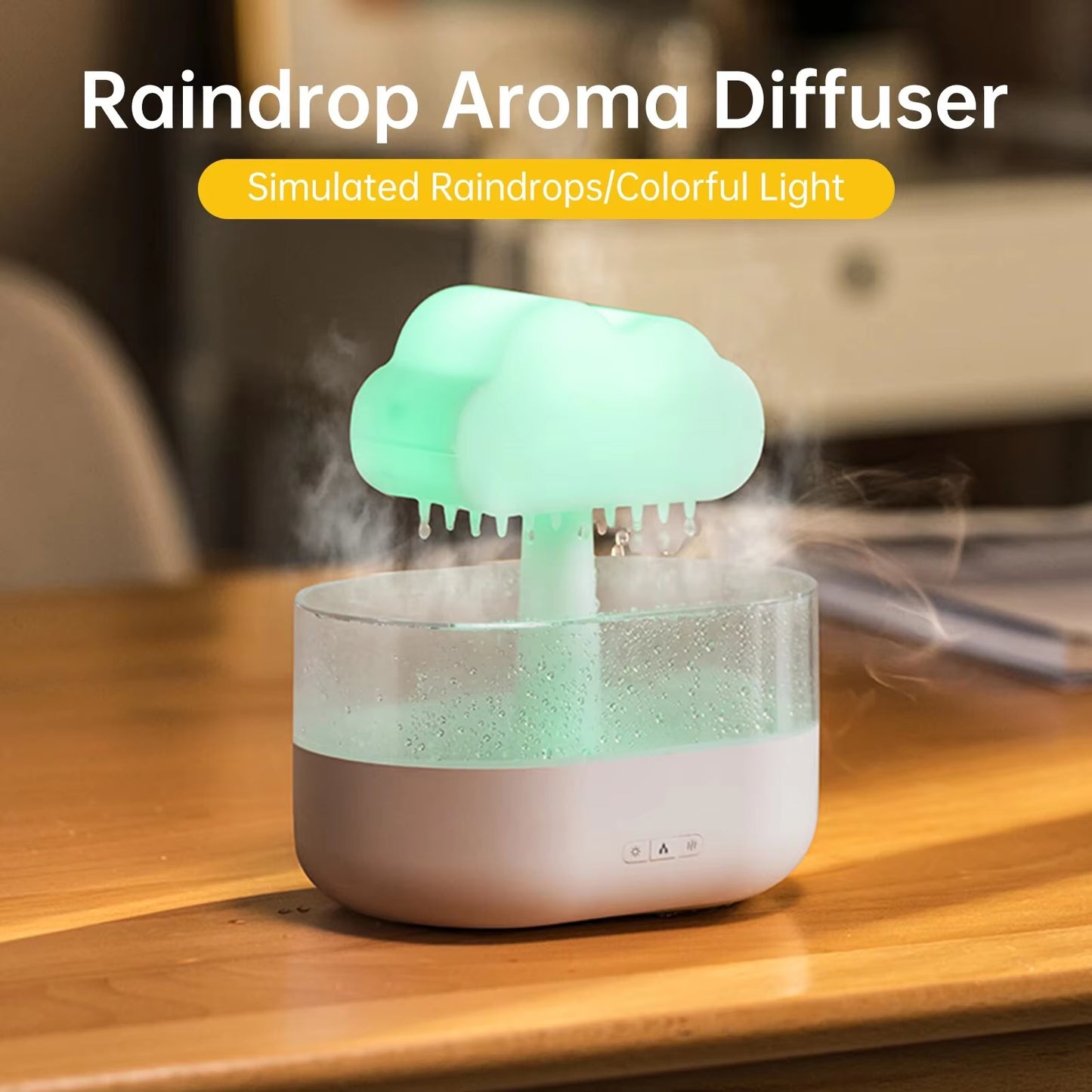 Rain Cloud Humidifier 200ML Essential Oils Aroma Diffuser with Water Drops and Colorful Night Light Mushroom Humidifier