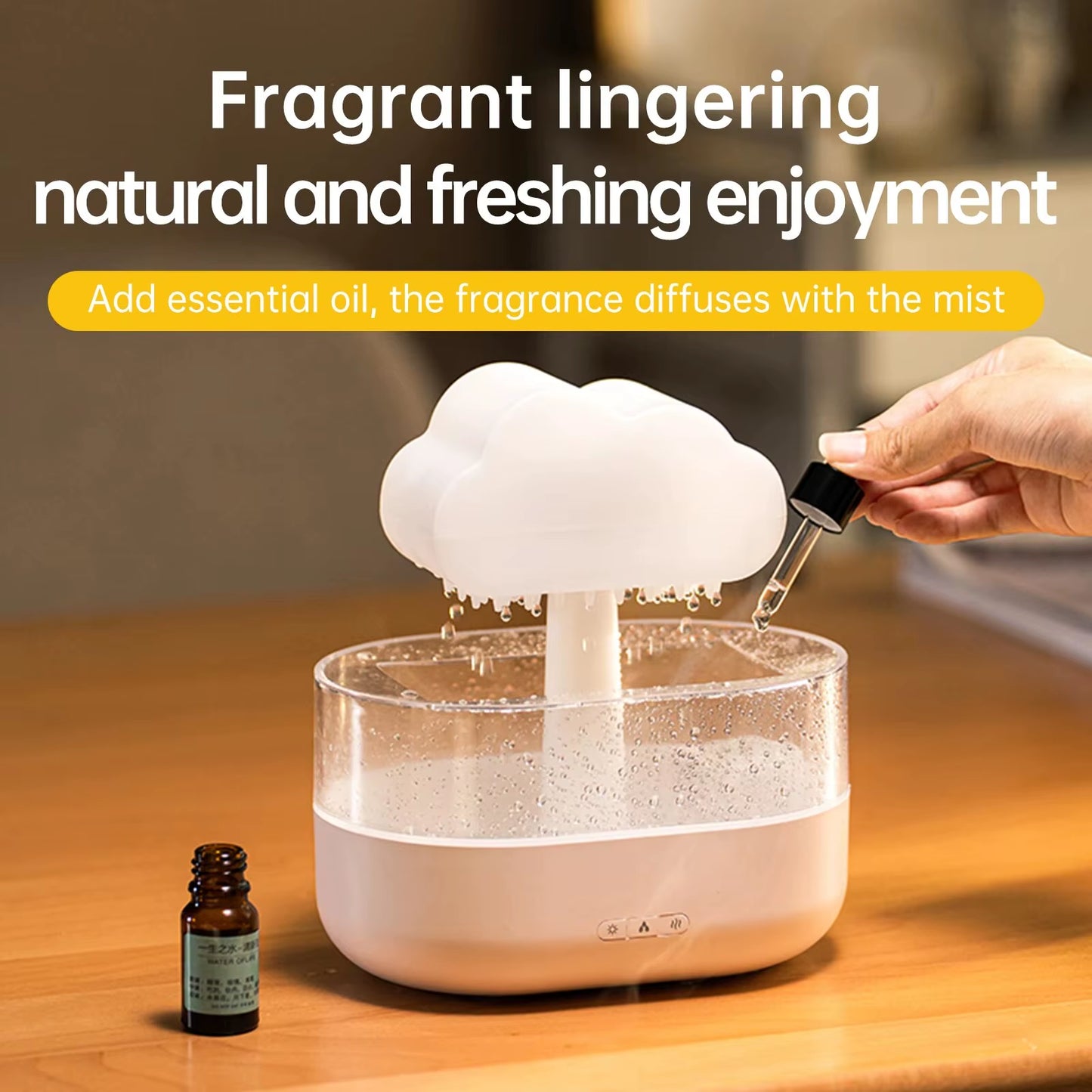 Rain Cloud Humidifier 200ML Essential Oils Aroma Diffuser with Water Drops and Colorful Night Light Mushroom Humidifier